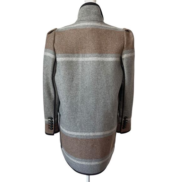 NWT Veronica Beard Flint Toggle Twill Dickey Striped Wool Duffle Pea Coat Size M - Picture 11 of 12